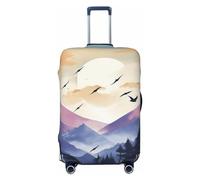 NONHAI Copertura per bagagli da viaggio, protezione per valigie con uccelli che volano al tramonto, elastica, lavabile, elastica, antigraffio, adatta per bagagli da 45-81 cm, Nero , L