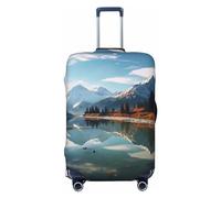 NONHAI Copertura per bagagli da viaggio Protezione per valigie Le montagne circondano il lago Copertura per valigia elastica lavabile Protezione antigraffio per bagagli da 45-81 cm, Nero , XL