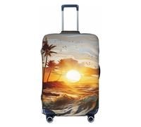 NONHAI Copertura protettiva per bagagli da viaggio, con palme, onde dell'oceano, tramonto, lavabile, elastica, antigraffio, adatta per bagagli da 45 a 81 cm, Nero , XL