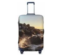 NONHAI Copertura protettiva per bagagli da viaggio, copertura per valigie con faro e rocce sul mare, lavabile, elastica, antigraffio, adatta per bagagli da 45 a 81 cm, Nero , S