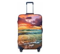 NONHAI Copertura protettiva per bagagli da viaggio, motivo oceano, arcobaleno, spiaggia, tramonto o alba, lavabile, elastica, antigraffio, adatta per bagagli da 45,7 a 81,7 cm, Nero , L