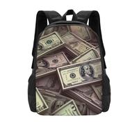 NONHAI Zaino da viaggio per donne uomini zaino per laptop 15,6 pollici borsa per computer fattoria Natale zaino da portare, Un mucchio di banconote da cento dollari, Taglia unica, Zaini da viaggio