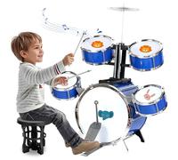 NonKob Batteria per Bambini, Set di Batteria Jazz per Bambini 5 tamburi con Sgabello per Principianti, Musicale Percussione Giocattolo Educazione Giocattoli per 3 4 5 6 7 anni ragazze ragazzi