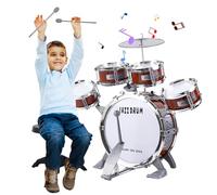 NonKob Kit Batteria Jazz Bambini 3-5 Anni, Batteria Musicale 5 Tamburi, Giocattolo Strumento Natale Regalo per Ragazzi e Ragazze