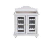 NonMiFyR Armadietto in Betulla in 1:12 Portatile An Trasparenti e Ripiani Dettagliato Mini Armadio 1:12 per Angolo Espositivo, Bianco