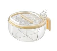 NonMiFyR Barattolo per Condimenti da Cucina Contenitore Spezie Dispenser Organizer Scatola Cucchiai Dosatori Interni Che Non Si Perdono Coperchio Che Resta, Giallo, Giallo Trasparente