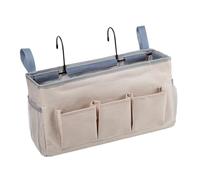NonMiFyR Borsa Portaoggetti Da Comodino, Borsa Organizer per Letto a Castello con Cinghie Fisse E Ganci, Organizer Portaoggetti Sospeso in Tessuto Oxford, Beige