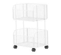 NonMiFyR Carrello Portadocumenti con Ruote, Carrello Portaoggetti Riutilizzabile per Sotto Le Scrivanie, Camere Da Letto Giorno, Organizer per, Bianco a Due Strati