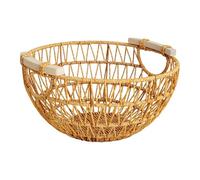 NonMiFyR Cestino Rotondo per Intrecciato, Fruttiera, Vassoio Da Portata in Finto Rattan, Ideale per Dolci, Pane, Cupcake E Dessert, 31x16 Cm