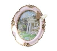 NonMiFyR Cornice Foto Ovale Porta Foto Resina Cornice Decorativa Tavolo Parete Motivo Farfalla Fiori Collage Adatta per Ufficio Soggiorno Camera, Rosa