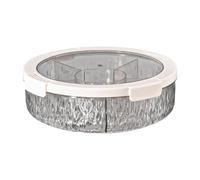 NonMiFyR Divided Serving Tray Contenitore per Snack Rotante con Sei Scomparti Vassoio per Dolci Coperchio Trasparente in PET Lavabile Adatto per Frutta, Grigio trasparente