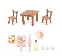 NonMiFyR Kit di Accessori con Mattarello e Tagliere Durevole Set Accessori da in Miniatura Colorato per Casa Delle Bambole, Legno