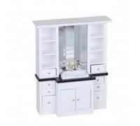 NonMiFyR Lavabo in Miniatura Realistico | Design Moderno e Pulito, Lavandino in Miniatura per Bambole, Mobile Lavabo con Specchio, Diorami, Appassionati di Miniature