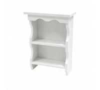 NonMiFyR Mensola Espositiva in Legno per Casa Delle Bambole 1:12 Realistico Scaffaletto a Due Ripiani con Finitura a Ventaglio Raffinato, Bianco