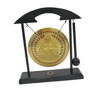 NonMiFyR Mini Gong Cinese Ornamentale da Scrivania con Base in Legno E Ottone Campanella Asiatica da Tavolo per Feng Shui Gong Decorativo a Percussione, Stile c