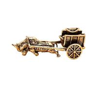NonMiFyR Mini Statuetta in Ottone Raffigurante Un Bue Che Un Carro Della Ricchezza, Ideale per La Decorazione Degli Interni Dell'auto.