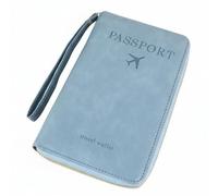 NonMiFyR Portadocumenti da Viaggio Organizer Carte Penna Chiusura Lampo Tecnologia Blocca Dati Materiale PU Adatto a Famiglia Affari Giornate di Viaggio, Azzurro Cielo