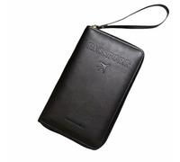 NonMiFyR Portadocumenti da Viaggio Organizer Carte Penna Chiusura Lampo Tecnologia Blocca Dati Materiale PU Adatto a Famiglia Affari Giornate di Viaggio, Nero