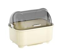 NonMiFyR Scolapiatti con Coperchio Organizzatore Salvaspazio Porta Piatti Portaposate E Porta con Vaschetta Raccogligocce Adatto per Cucine, Bianco Latteo