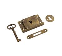 NonMiFyR Serratura per Mobili Antichi con Chiave Lucchetto per Armadietto Stile Retrò in Ottone Serratura Quadrata Facile Da Installare per Cassetti Accessori, Marrone, Blocca 6.3 Cm X 3.8