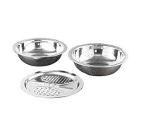 NonMiFyR Set di Ciotole in Acciaio Inox con Grattugia per Servire, Cucinare, Lavare E Scolare: Ideale per Carne, Verdure, Fagioli, Cereali E, 28 Cm