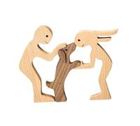 NonMiFyR Statua di Coppia E Cane, Graziose Statuette di Cani, Regali Ricordo, Statua in Legno, per Libreria, Camera Da Letto, Scrivania