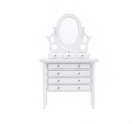 NonMiFyR Toletta in 1:12 con Specchio Ovale Realistico Toletta in Legno Compensato con 4 Cassetti Funzionale per Hobbisti Del da, Bianco