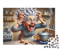 Nonna Arrabbiata Cucina Puzzle da 1000 Pezzi per Serate di Gioco Adulti, Donna Pazzi, Cucina, Pentola, Caos, Premium, Spesso, Resistente, Vivace, Stimolante, Difficile, Antistress 52x38cm/1000pz