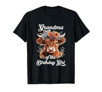 Nonna Del Compleanno Ragazza Highland Cow Farm Famiglia Maglietta
