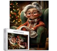 Nonna Tessitura Scialli 1000 Pezzi Puzzle per Adulti Albero di Natale Sfondo Art Puzzle Sfidante Giochi di attività familiari Colorato Fai da te Puzzle per la Decorazione Domestica Regali 50 × 70 cm