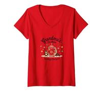 Nonne Il Nome Spoilings Il Gioco Dolce Famiglia Amore Maglietta con Collo a V, Donna, Rosso, L