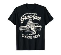 Nonni con Auto Classiche Divertente Vecchia Macchina Guy Sasquatch Maglietta