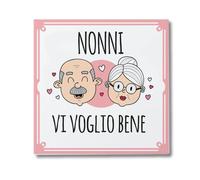 "Nonni vi voglio bene" Mattonella in ceramica Personalizzata per Festa dei Nonni dedica speciale Idea Regalo Compleanno Natale Anniversario Decorazioni casa Nonno Nonna Famiglia