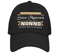 Nonno Cappello Uomo Regalo Compleanno Originale Idee Regali per Lui per Natale Taglia Unica Cappello Nero con Visiera su Maestà Il Nonno (Nero)