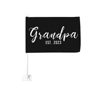 Nonno Est. 2023 Per nonno in arrivo Bandiera per auto 12x18 Bandiere per auto Decorazione per finestrini auto, Bandiere per finestrini auto impermeabili Clip per finestrini bifacciali Clip per finestr