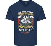 Nonno Is My Favourite Divertente Festa Del Papà Uomo Scollo A V Cotone T-Shirt