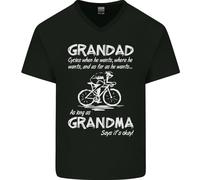 Nonno Motociclette When Egli Vuole Bicicletta Uomo Scollo A V Cotone T-Shirt