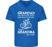 Nonno Motociclette When Egli Vuole Bicicletta Uomo Scollo A V Cotone T-Shirt