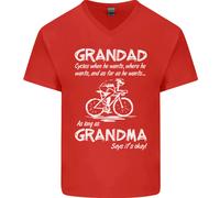 Nonno Motociclette When Egli Vuole Bicicletta Uomo Scollo A V Cotone T-Shirt