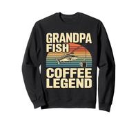 Nonno Pesce caffè Leggenda Retro Pesca Alba Felpa