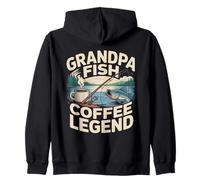 Nonno Pesce caffè Leggenda Retro Pesca Alba Felpa con Cappuccio