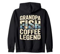 Nonno Pesce caffè Leggenda Retro Pesca Alba Felpa con Cappuccio