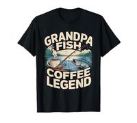Nonno Pesce caffè Leggenda Retro Pesca Alba Maglietta