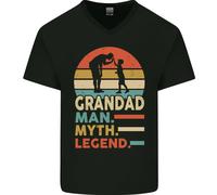 Nonno Uomo Mito Leggenda Divertente Festa Del Papà Scollo A V Cotone T-Shirt
