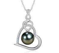 NONNYL Collana con perle nere di Tahiti, regalo per moglie, matrimonio, compleanno, anniversario, gioielli, mamma, fidanzata, festa della mamma, donna, San Valentino, Natale, 8-9mm, Argento sterling
