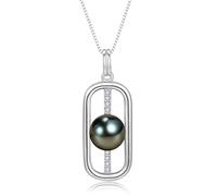 NONNYL Collana con perle nere di Tahiti, regalo per moglie, matrimonio, compleanno, anniversario, gioielli, mamma, fidanzata, festa della mamma, donna, San Valentino, Natale, 8-9mm, Argento sterling