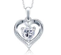 NONNYLLEI Collana da donna a forma di cuore, ciondolo a forma di cuore, Natale, festa della mamma, regalo di San Valentino, anniversario, matrimonio, compleanno, moglie, fidanzata, Argento sterling
