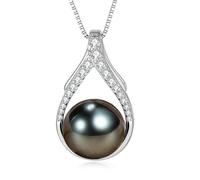 NONNYLLEI Regali per la moglie dell'anno della mamma Tahiti collana con perle nere regalo per donne, matrimonio, compleanno, mamma, amica, San Valentino, Natale, con argento sterling, Argento sterling