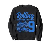 Nono compleanno di Go Kart Racing Rolling Into 9 Funny Boys Kids Felpa