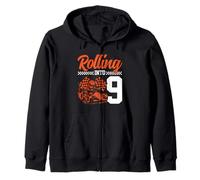 Nono compleanno di Go Kart Racing Rolling Into 9 Funny Boys Kids Felpa con Cappuccio